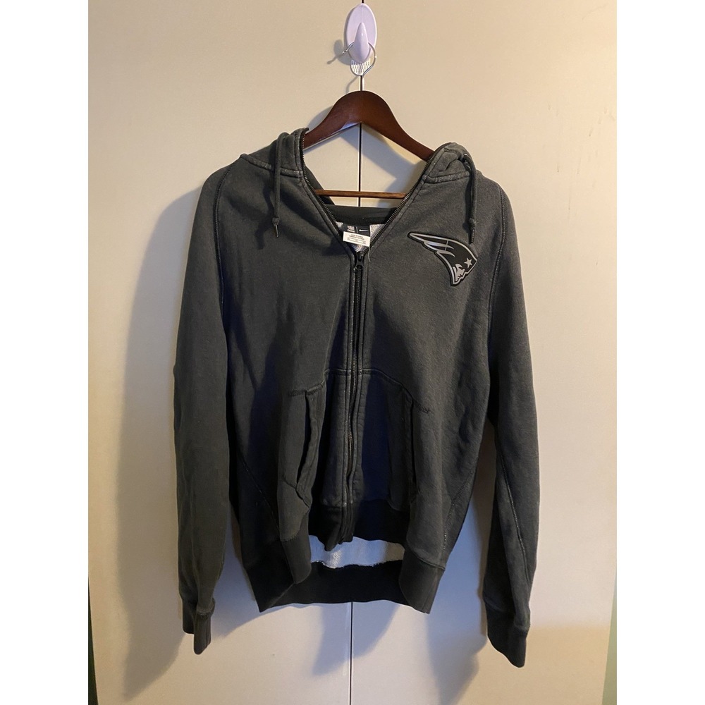 Authentic Grey NFL New England Patriots Nike Zip Hoodie Heavy Size XL
